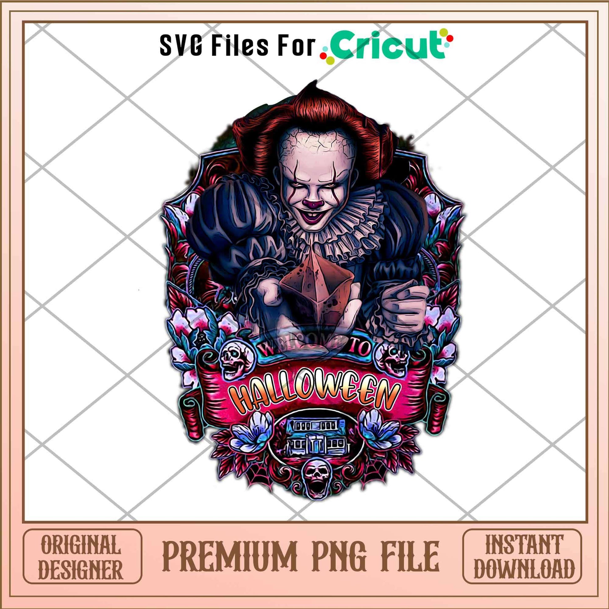 Welcome To Halloween Pennywise png, Horror characters png, Digital Download