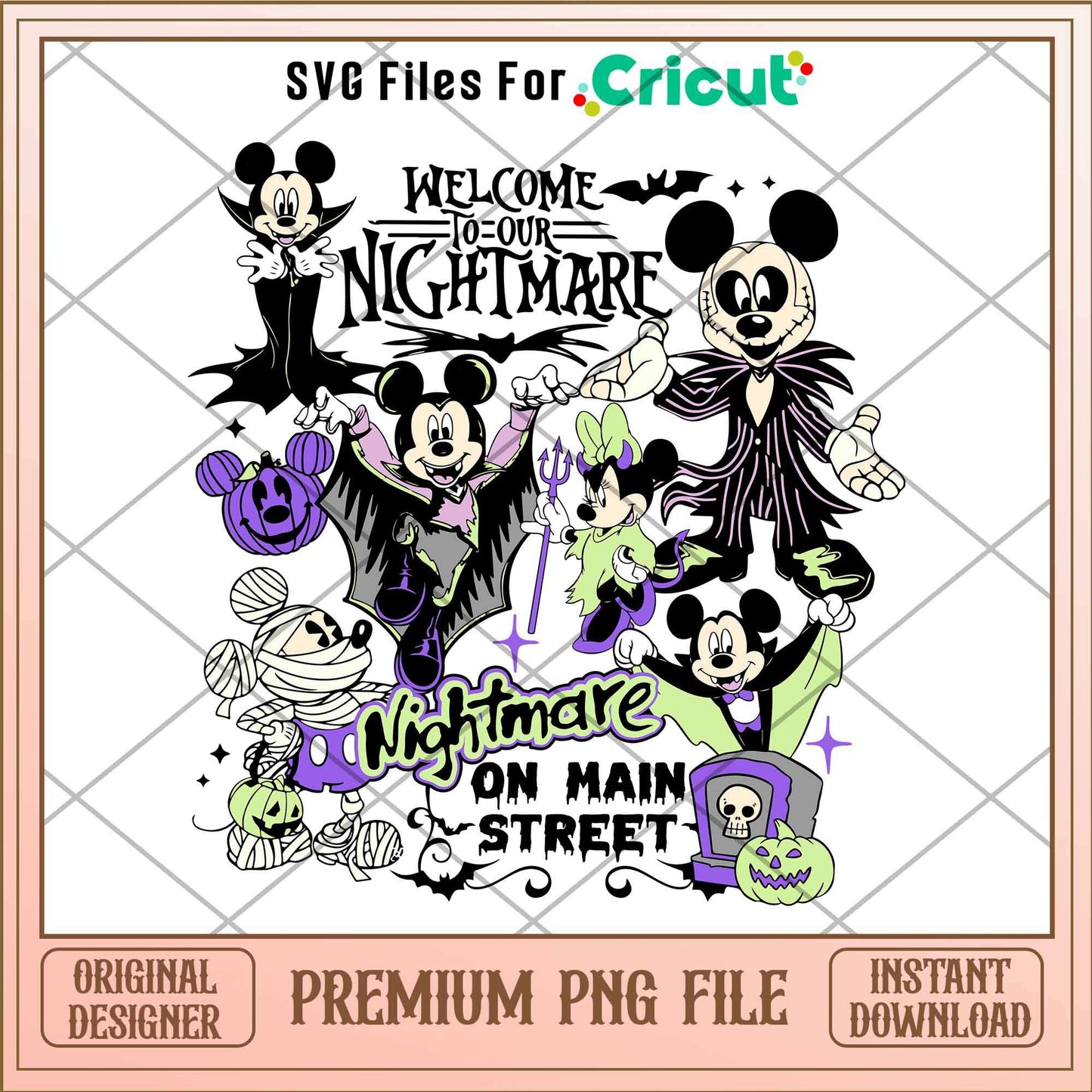 Welcome To Our Nightmare On Main Street png, Disney characters png, Digital Download