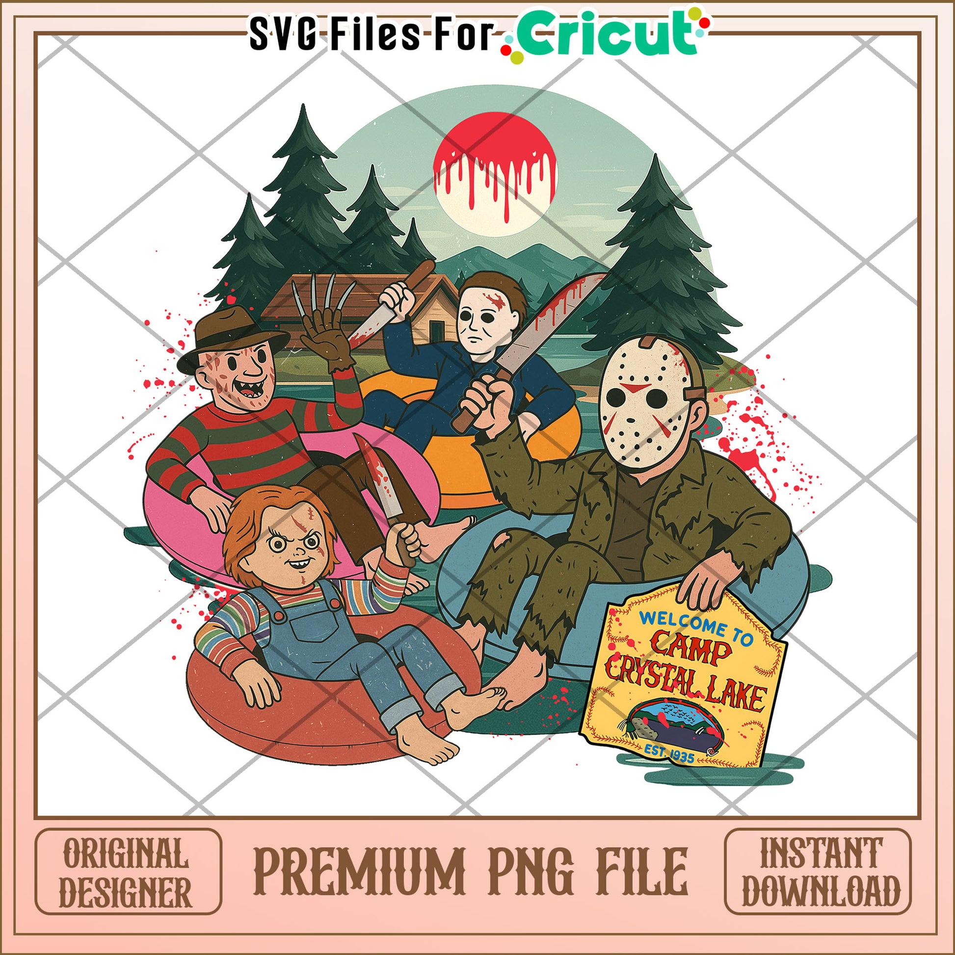Welcome to camp crystal lake png, halloween design png, horror halloween png