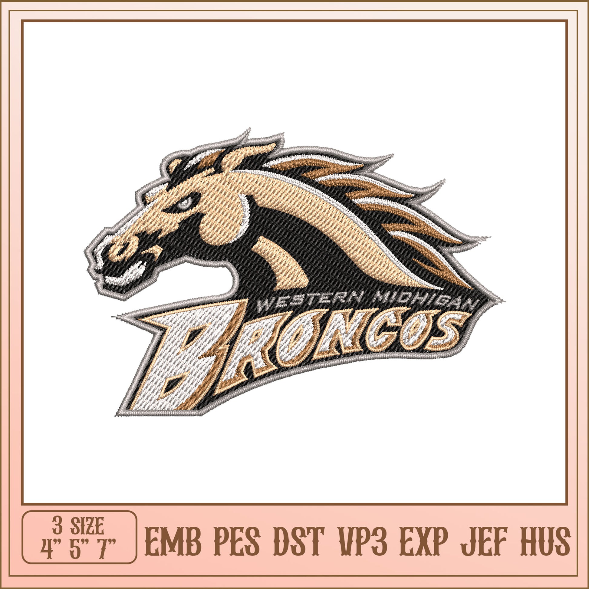 Western Michigan Broncos Embroidery Design
