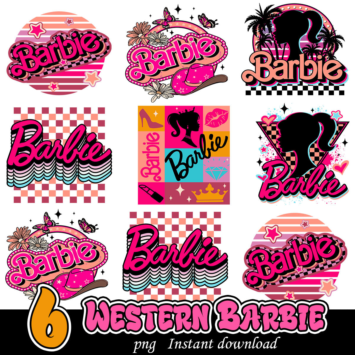 Western Barbie Bundle Png, Barbie movies png bundle