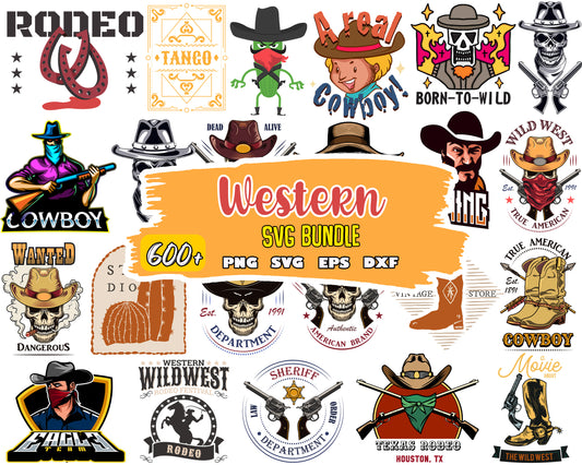Wild west cowboy skull logo bundle svg, the wild west​ svg