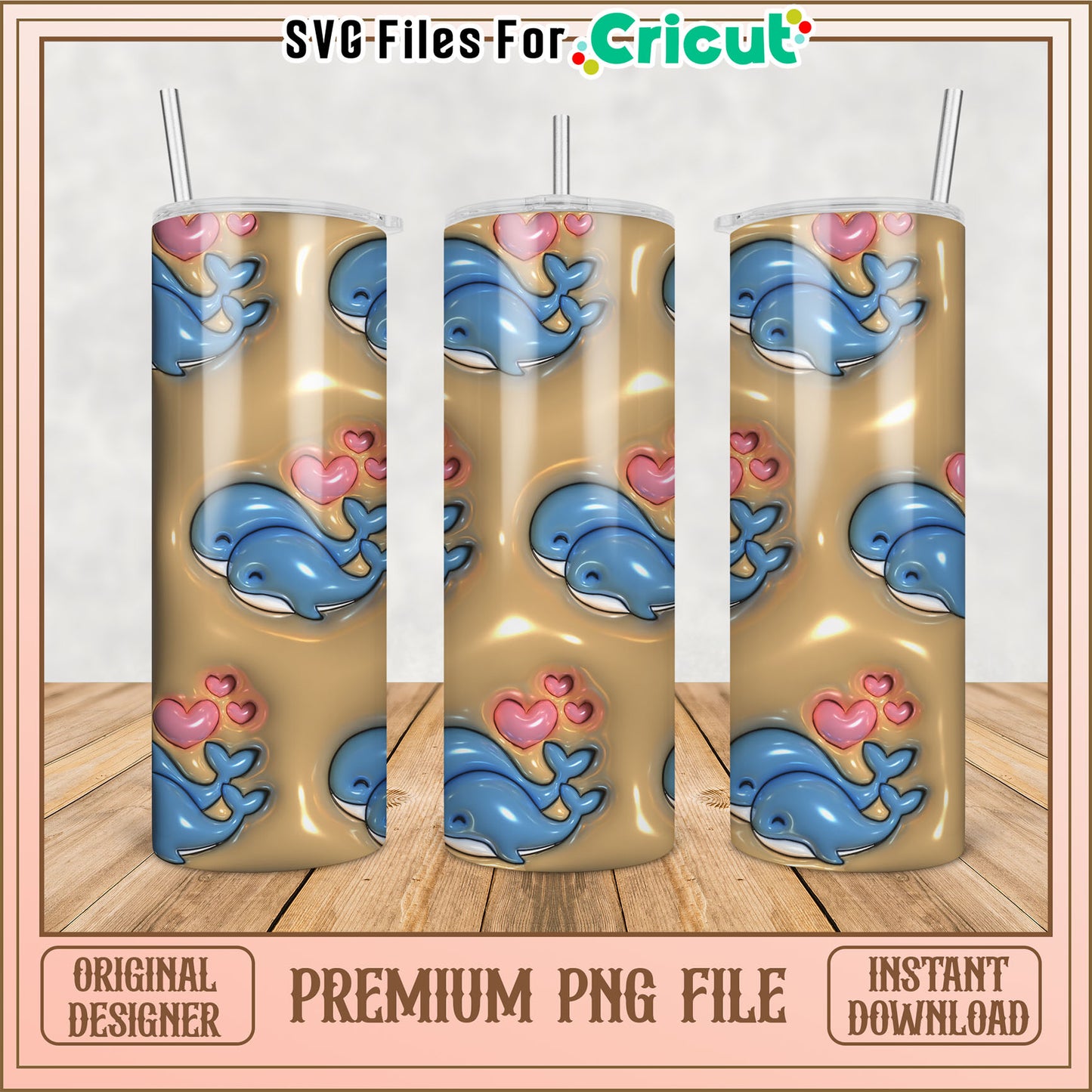 Whale Tumbler PNG Sublimation Design
