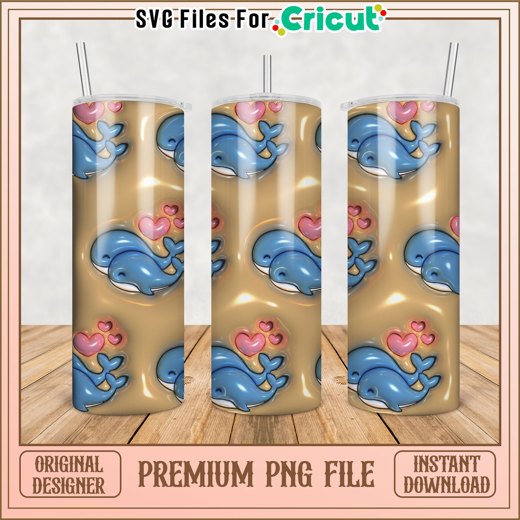 Whale Tumbler PNG Sublimation Design