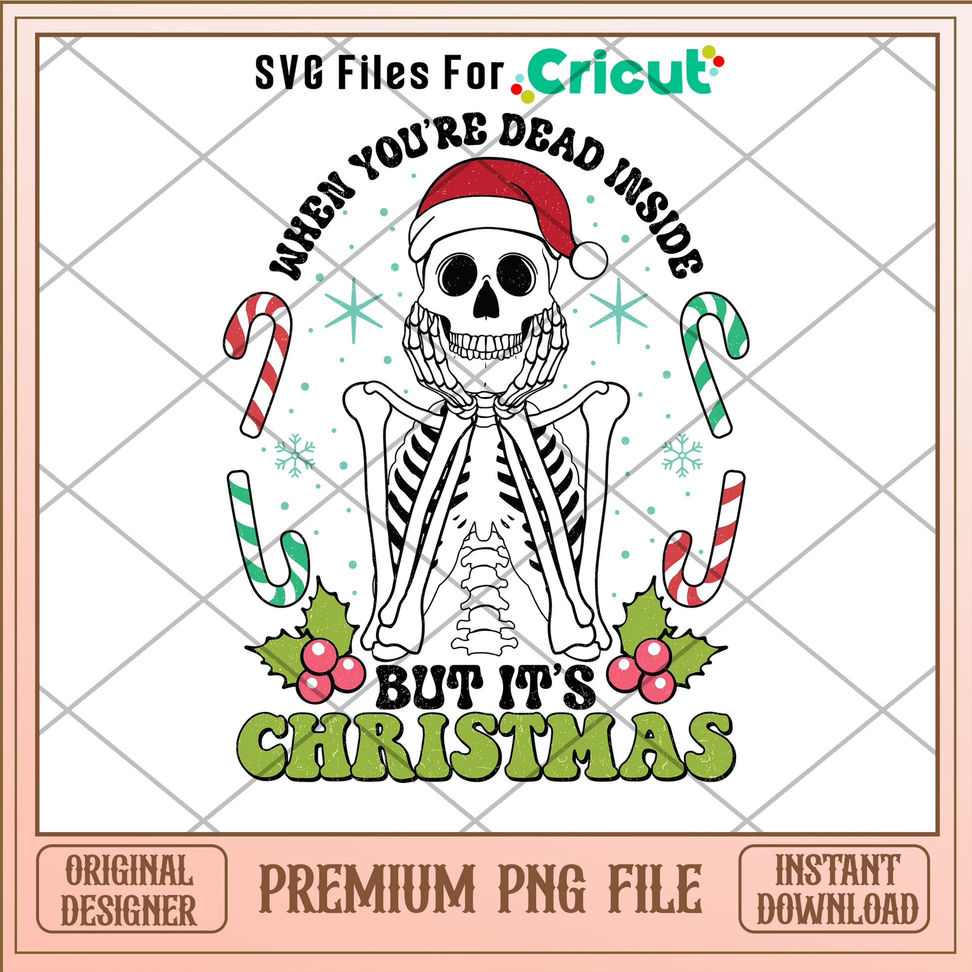 When you're dead inside but its christmas png, skeleton santa hat png