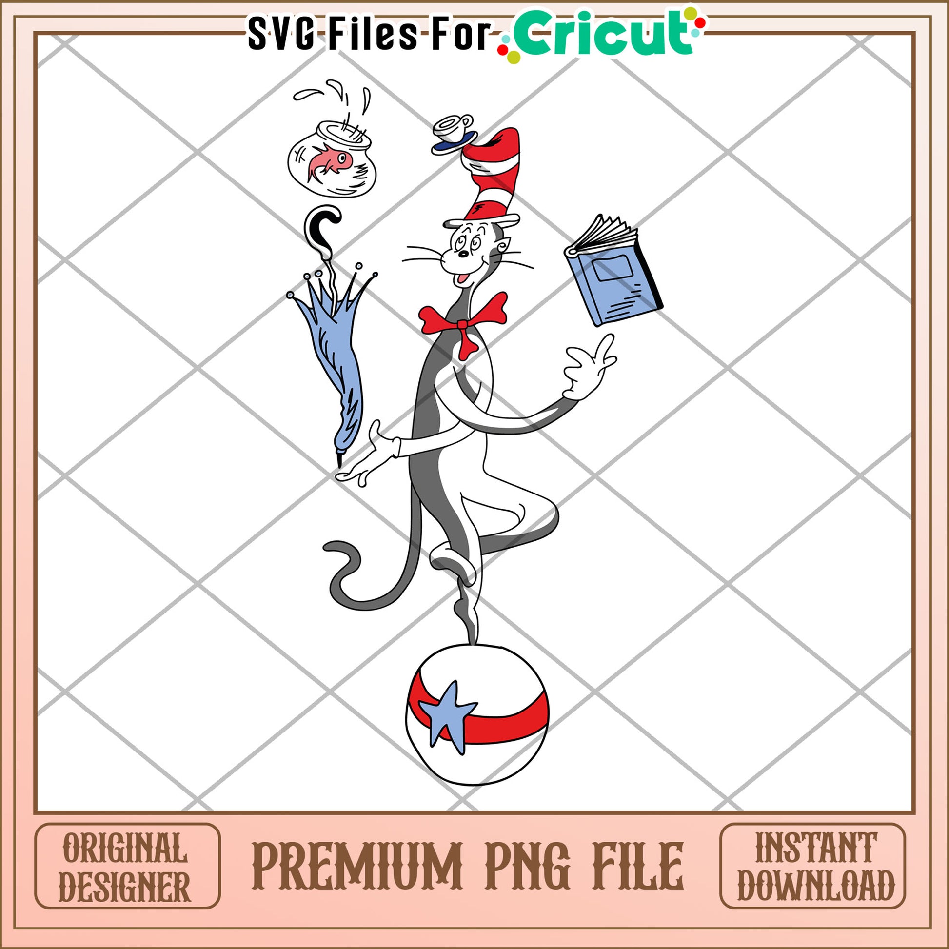 Whimsical Cat JPG Design for Crafts and Home Decor PNG