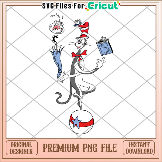 Whimsical Cat JPG Design for Crafts and Home Decor PNG