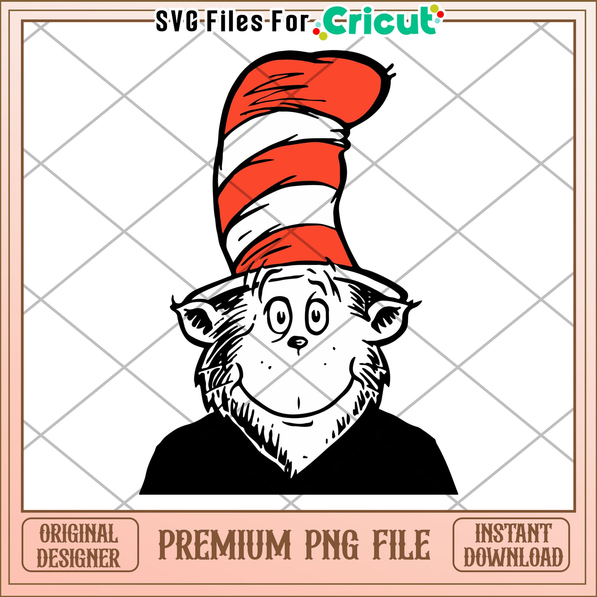 Whimsical Cat in a Hat PNG File for Creative Projects