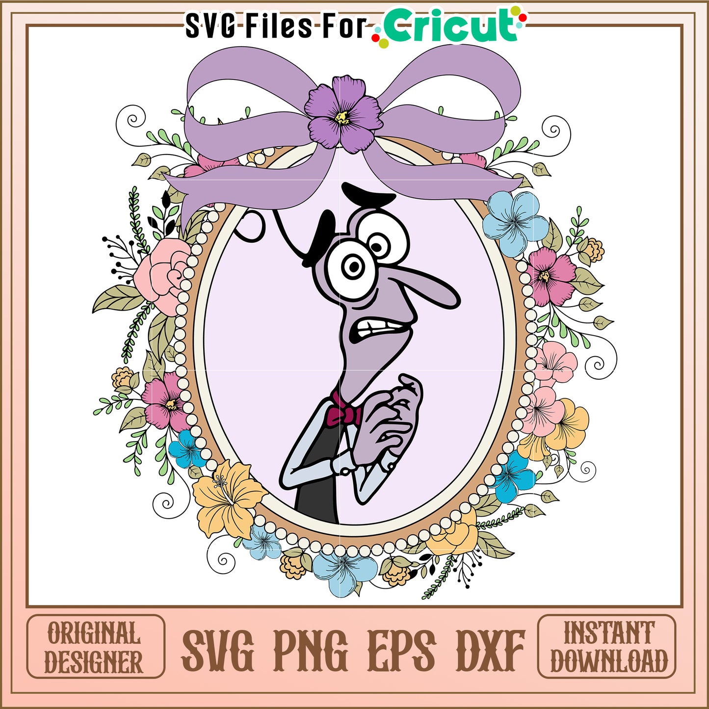 Whimsical Character SVG Design with Floral Frame Download