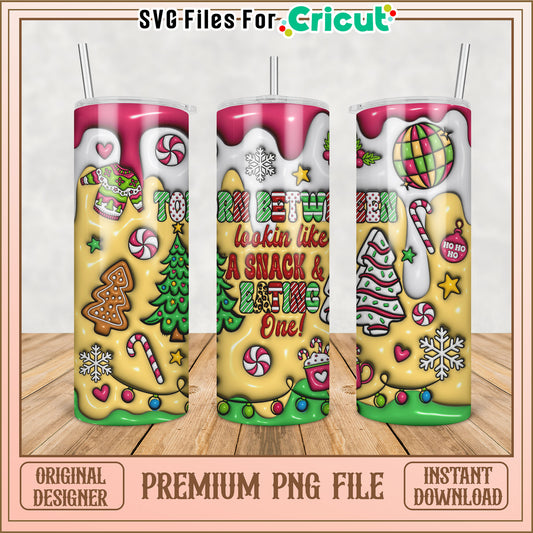 Whimsical Christmas Tumbler PNG Design for Craft Projects
