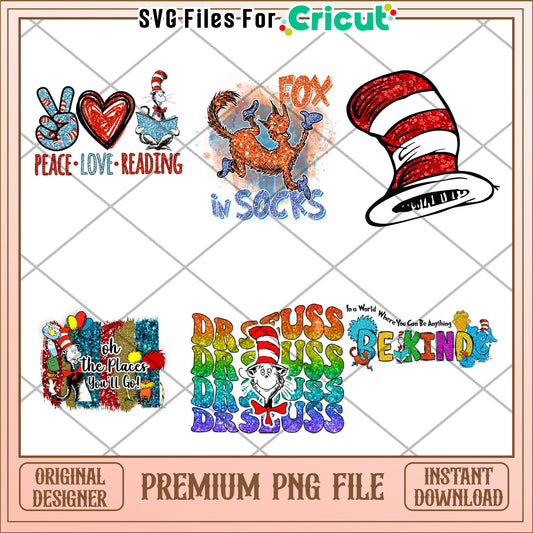 Whimsical Dr Seuss Inspired PNG Bundle for Crafts