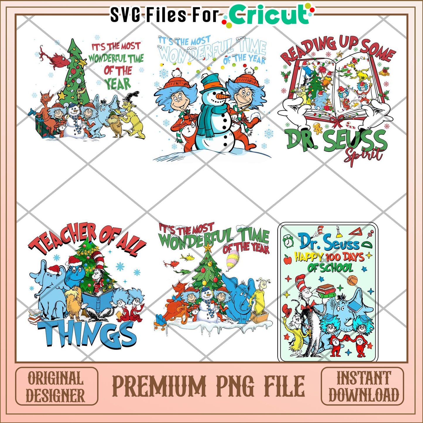 Whimsical Dr Seuss PNG Bundle for Holiday Crafting Fun