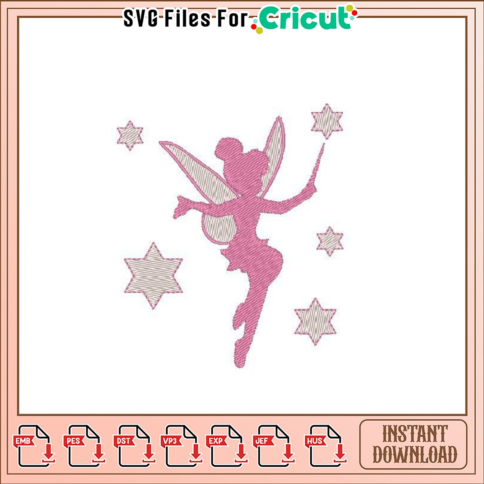 Whimsical Fairy Embroidery Design for Instant Download