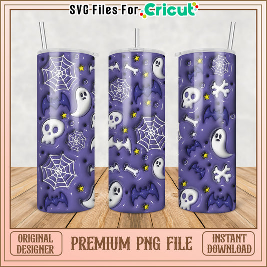 Whimsical Ghosts and Bats Tumbler Design Premium PNG Download