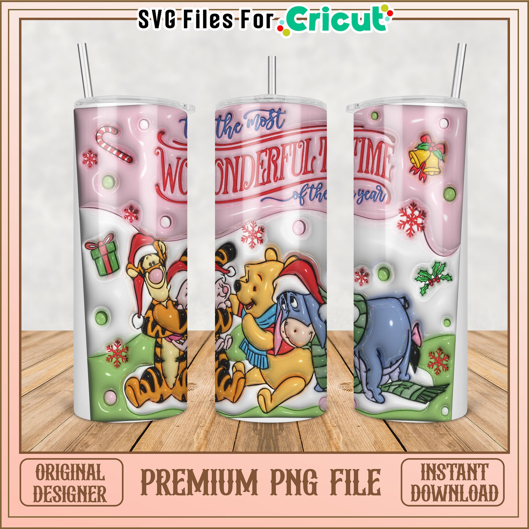 Whimsical Holiday Tumbler Design PNG Ideal for Cricut Projects