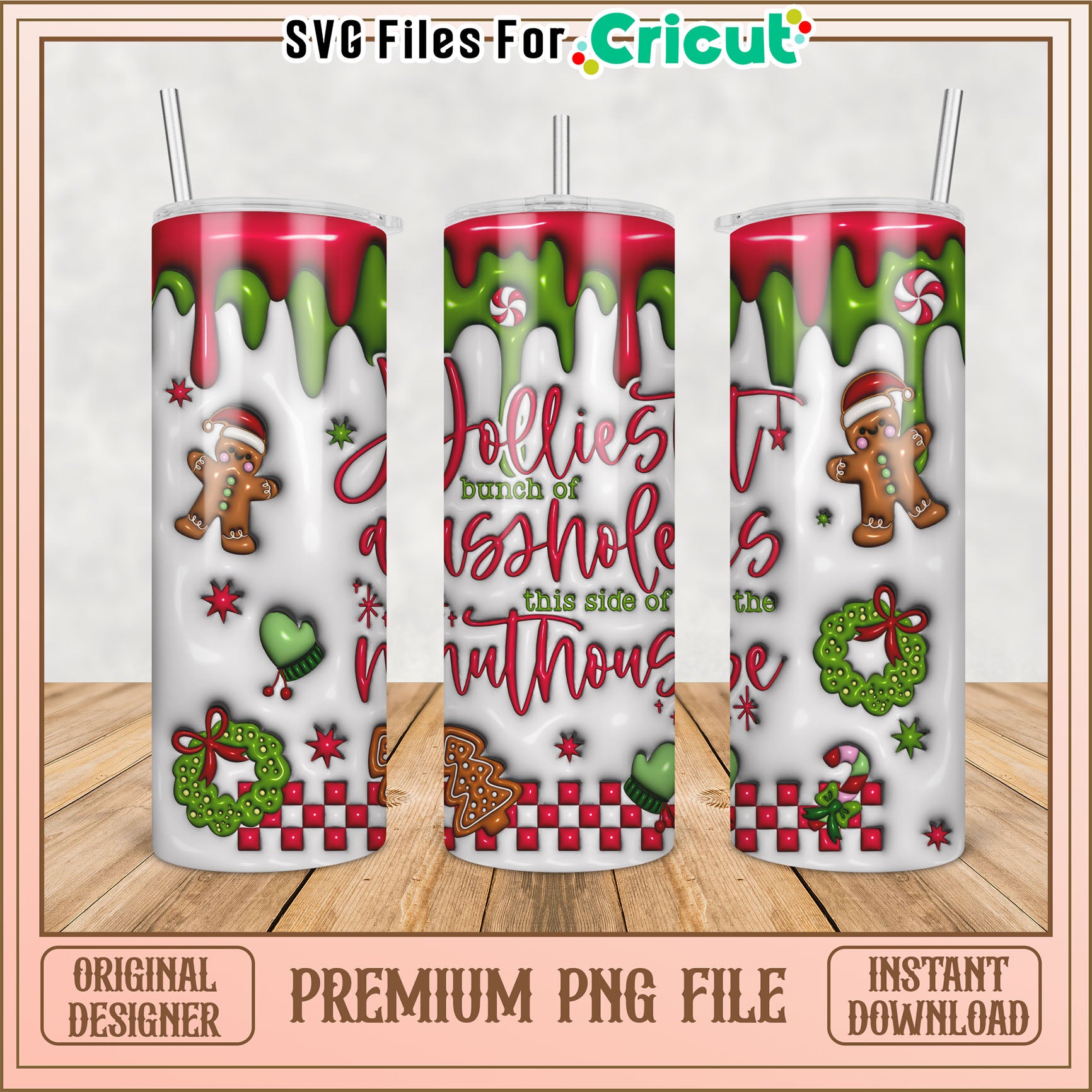 Whimsical Holiday Tumbler PNG Design for Cricut Crafting Projects