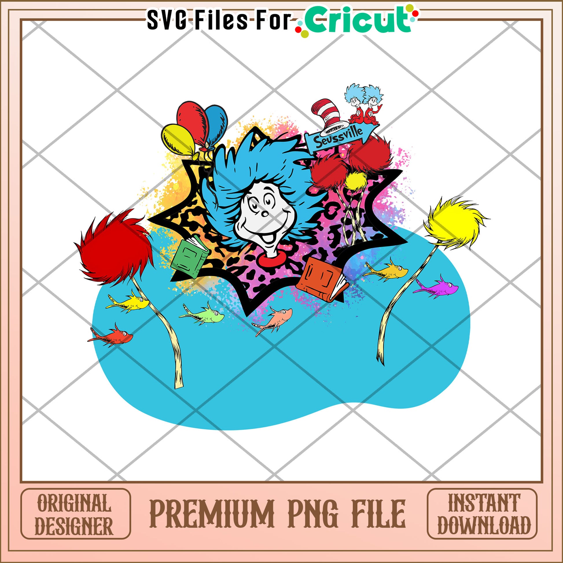Whimsical Seuss Inspired Cat in Hat PNG Design Download