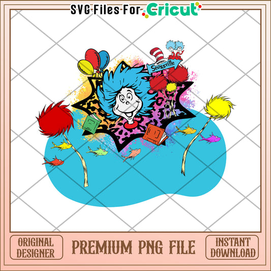 Whimsical Seuss Inspired Cat in Hat PNG Design Download