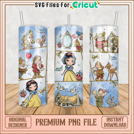 Whimsical Snow White Tumbler PNG for Cricut Projects