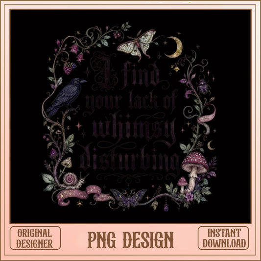 Whimsy Disturbing PNG Dark Cottagecore, Witchy Crow PNG, Mushroom PNG
