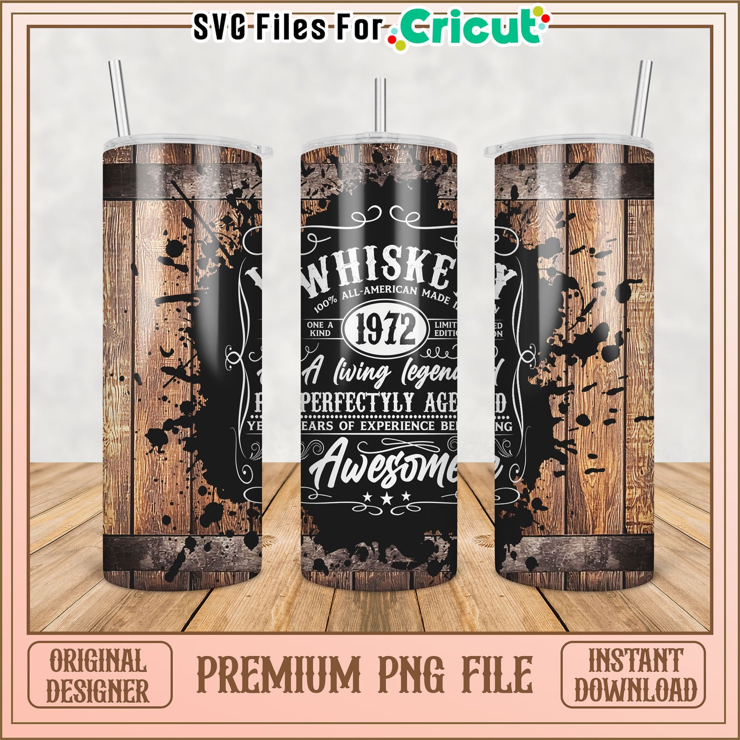 Whiskey 1972 Tumbler PNG Design