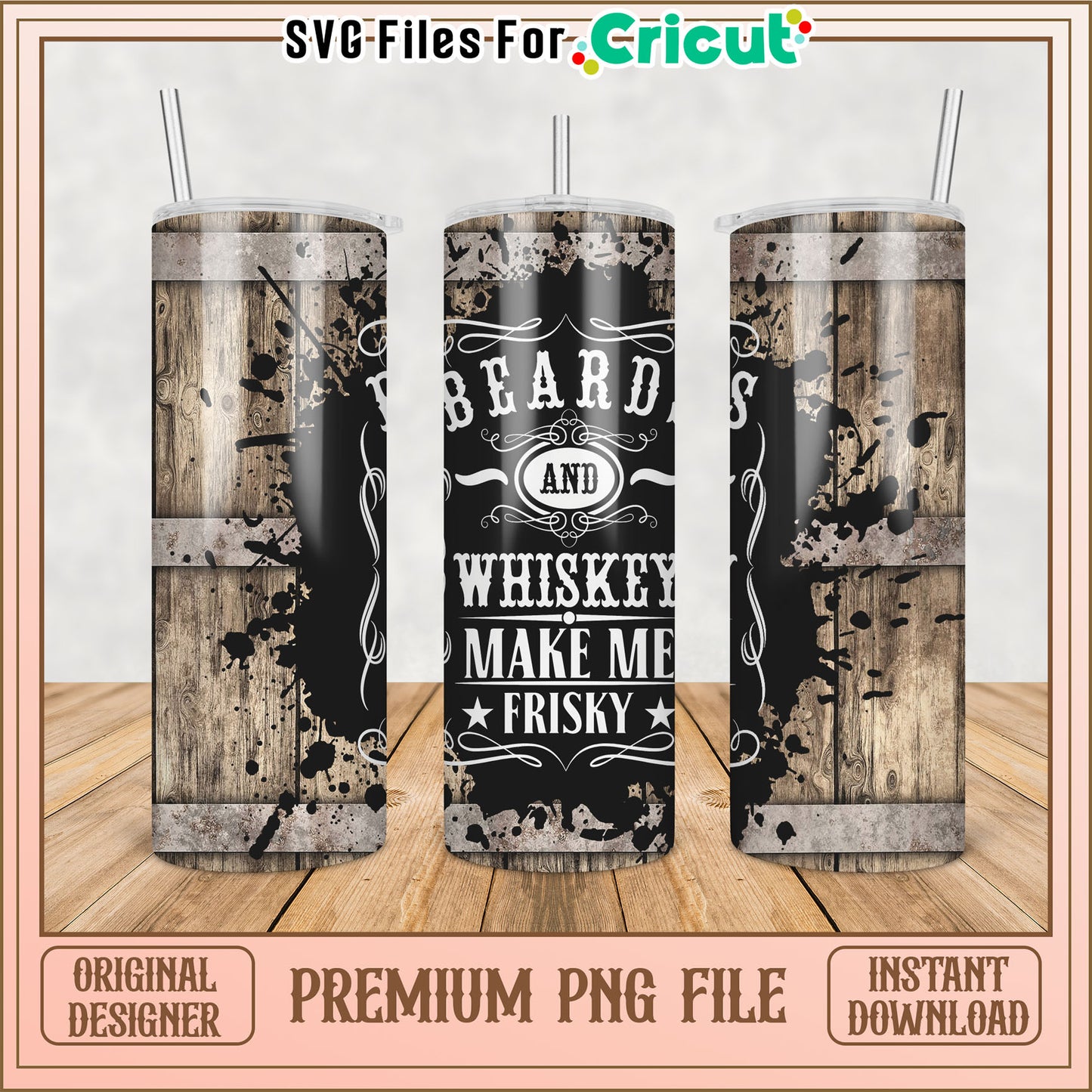 Whiskey Beard Tumbler PNG Design