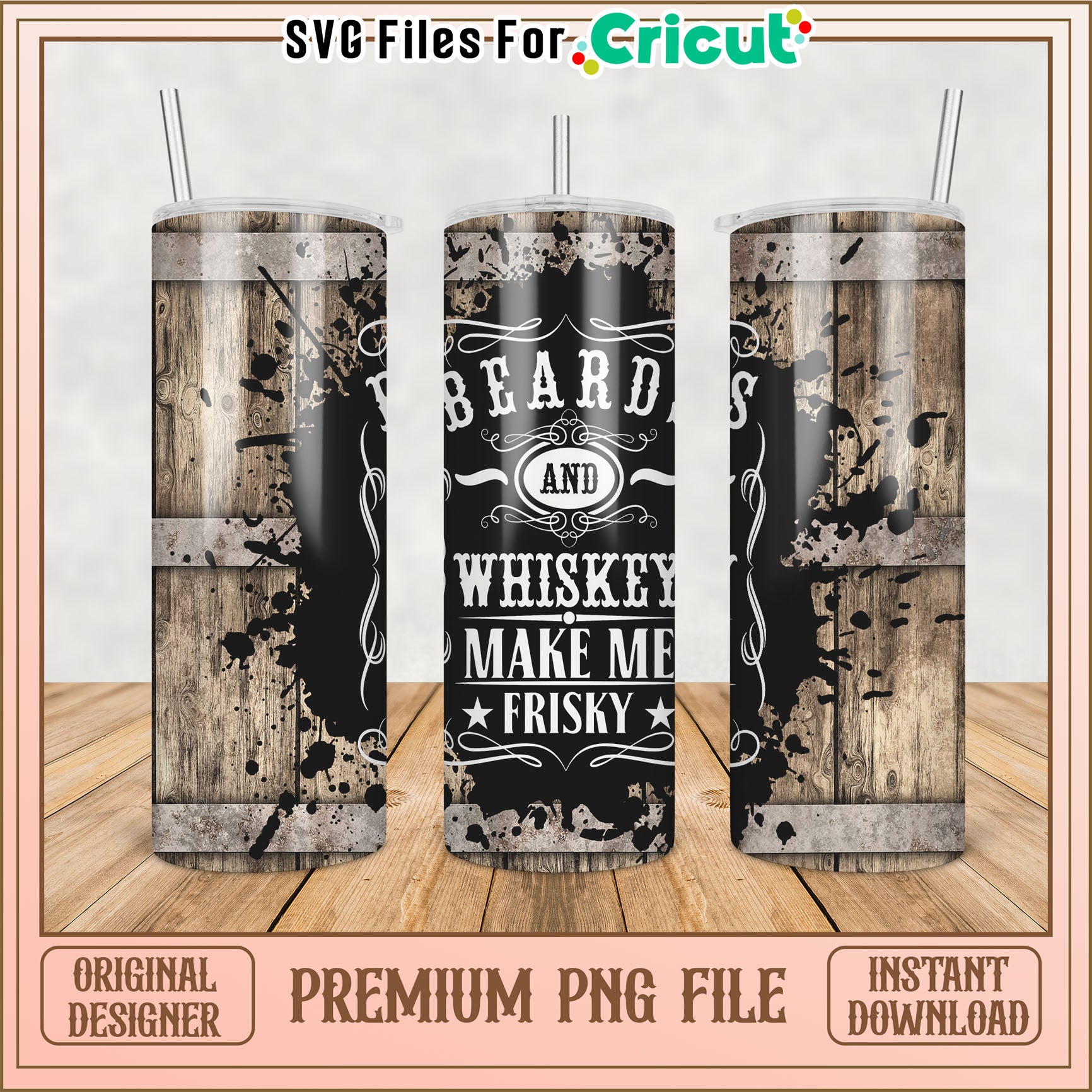 Whiskey Beard Tumbler PNG Design