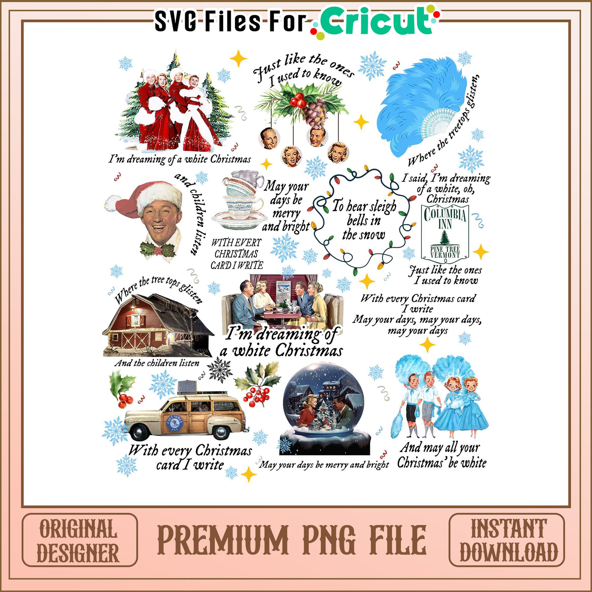 White Christmas PNG, Instant Downloadable File