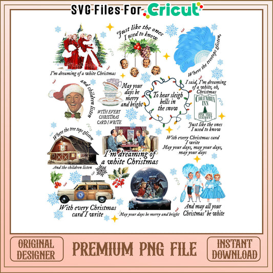 White Christmas PNG, Instant Downloadable File