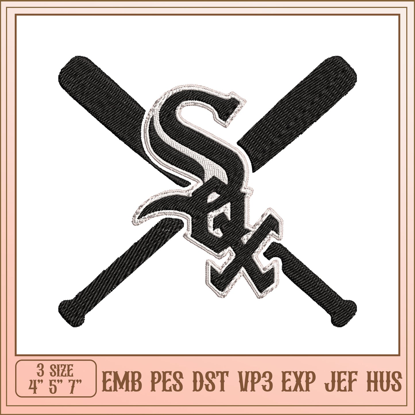 White Sox Bats Embroidery Design