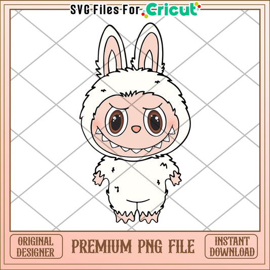 White labubu design png, labubu png, have a seat labubu​ png
