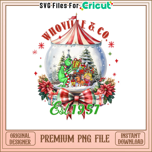 Whoville Christmas Snow Globe Design, download premium PNG file