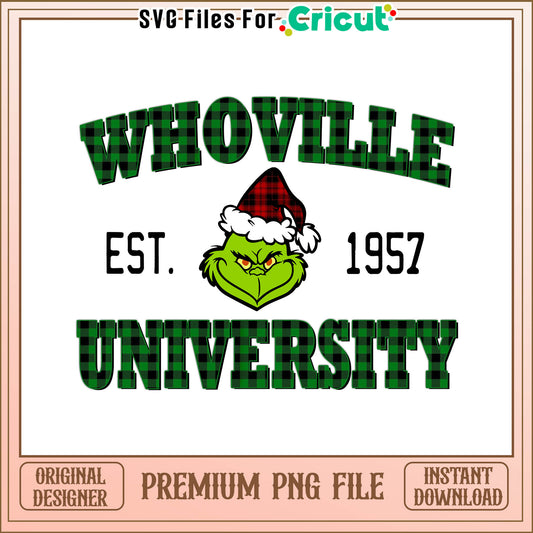 Whoville grinch university est 1957 png, the grinch head png