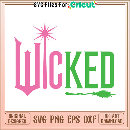 Wicked logo design for fans of the musical, vibrant colors and style