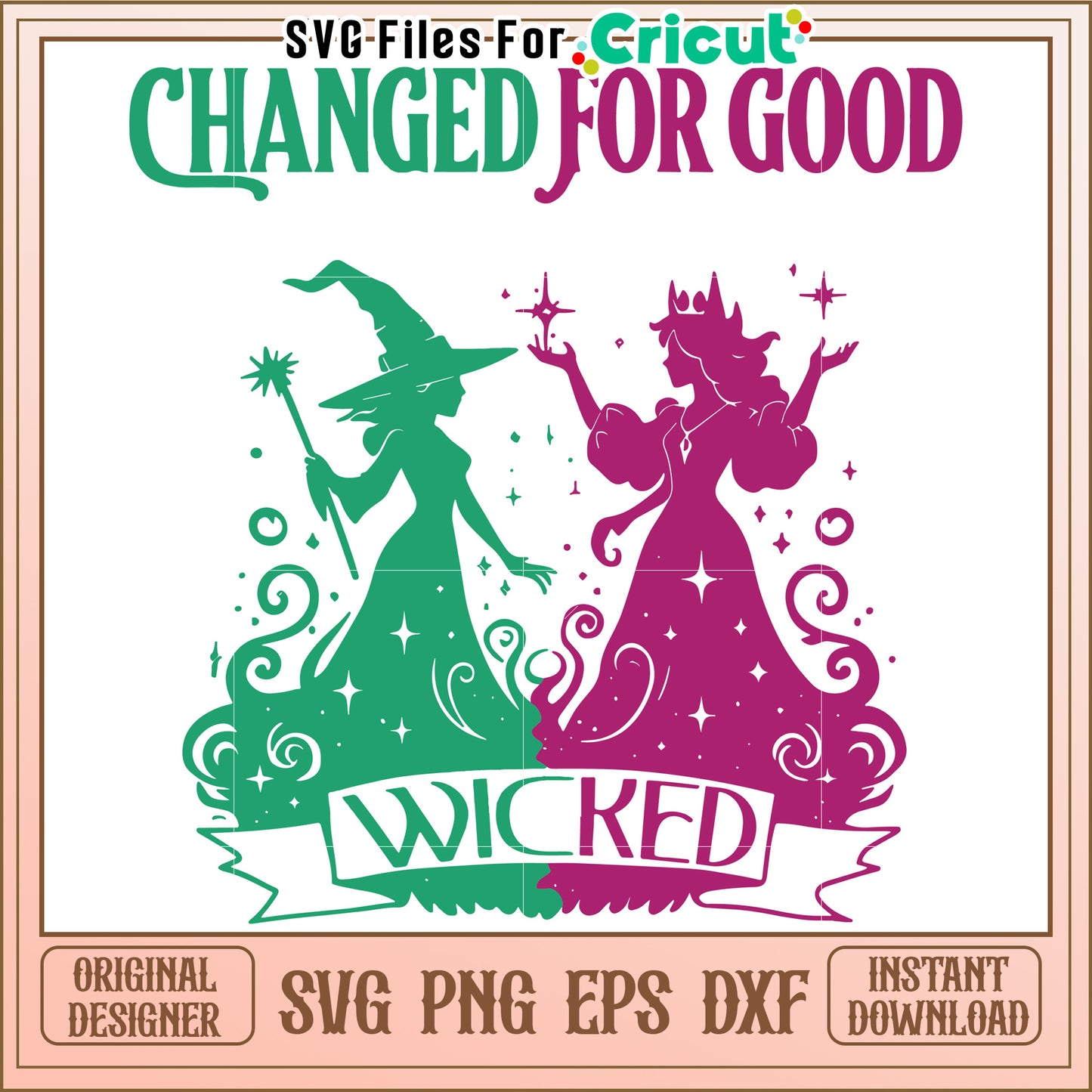 Wicked musical design, inspired by Changed for Good theme