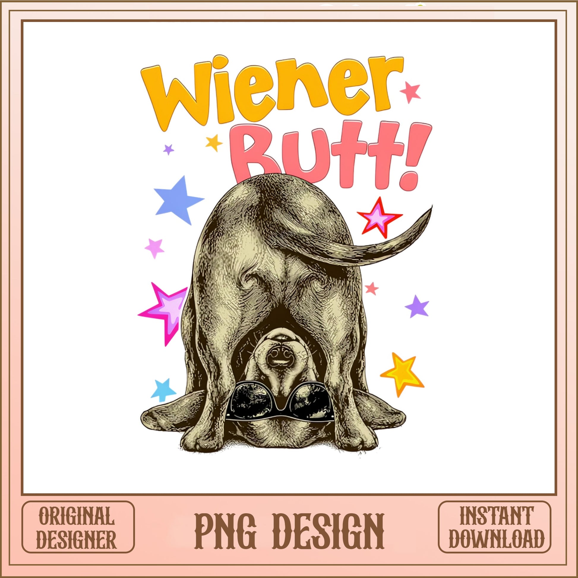 Wiener Butt Funny Dachshund PNG, Cute Dog PNG, Dachshund PNG