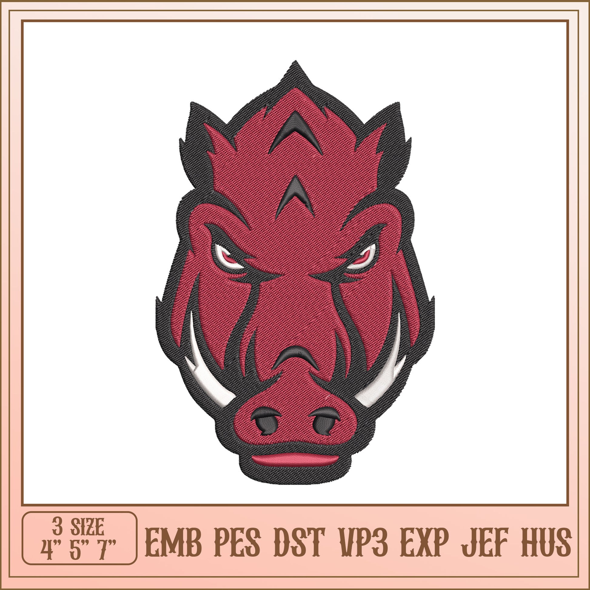Wild Boar Embroidery Design