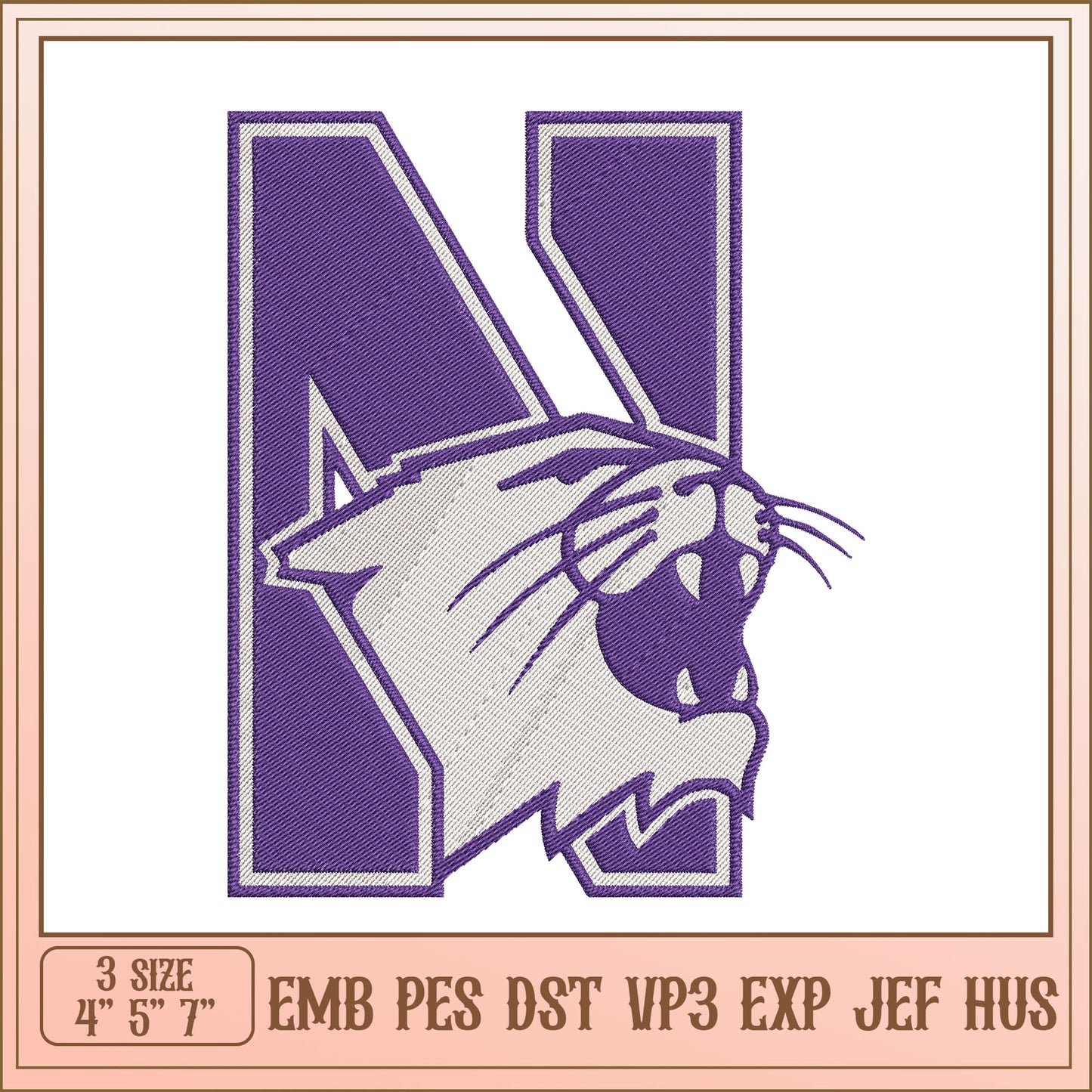 Wildcat N Letter Embroidery Design
