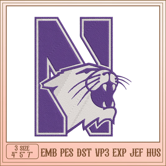 Wildcat N Letter Embroidery Design