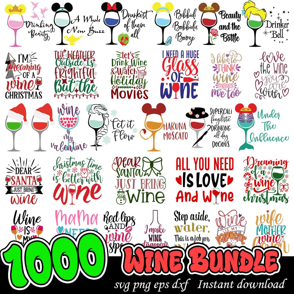 Wine cups art bundle svg, Wine cups characters art bundle