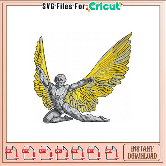 Winged Angel Embroidery Design Instant Download