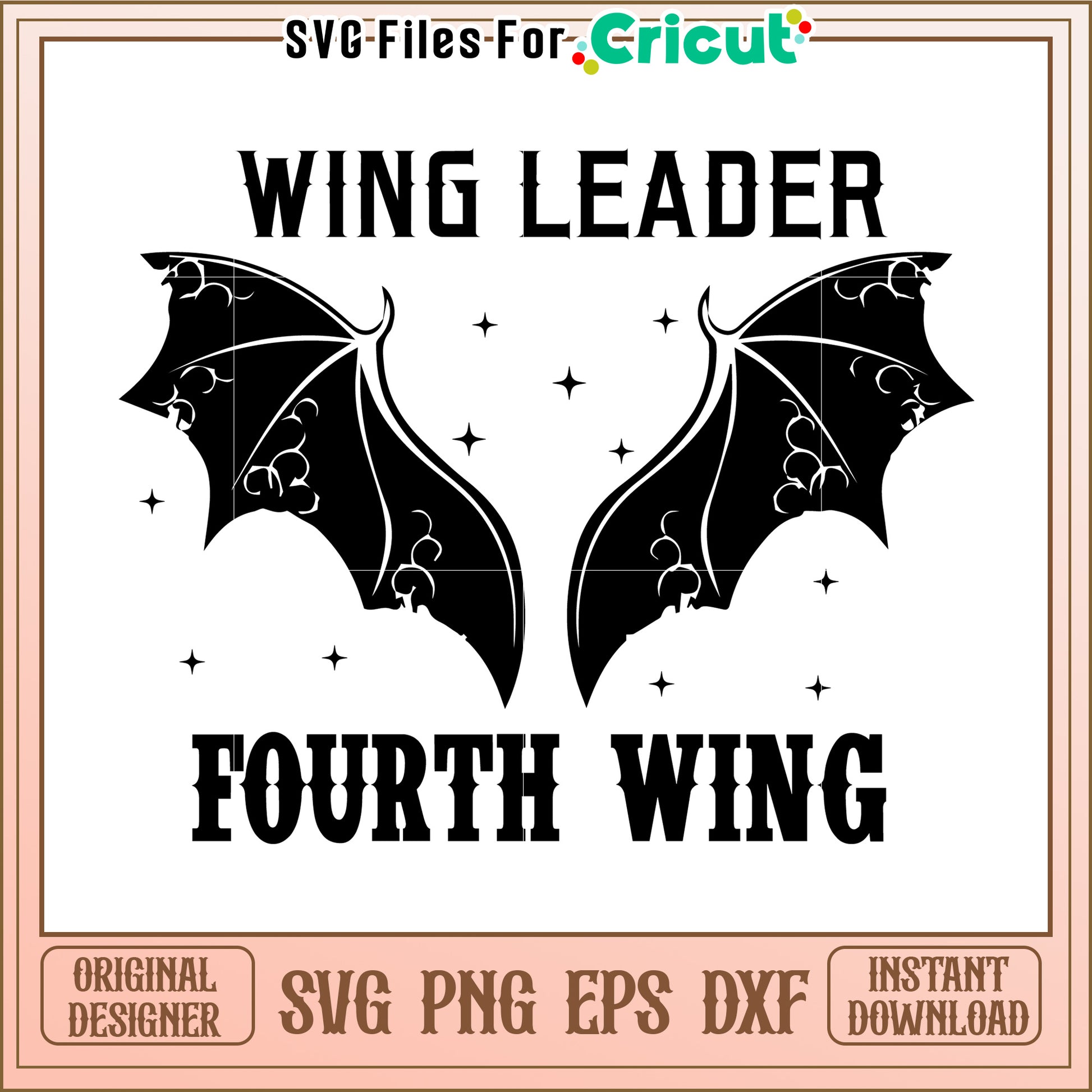 Wing leader svg, fourth wing svg, romantasy dragon svg