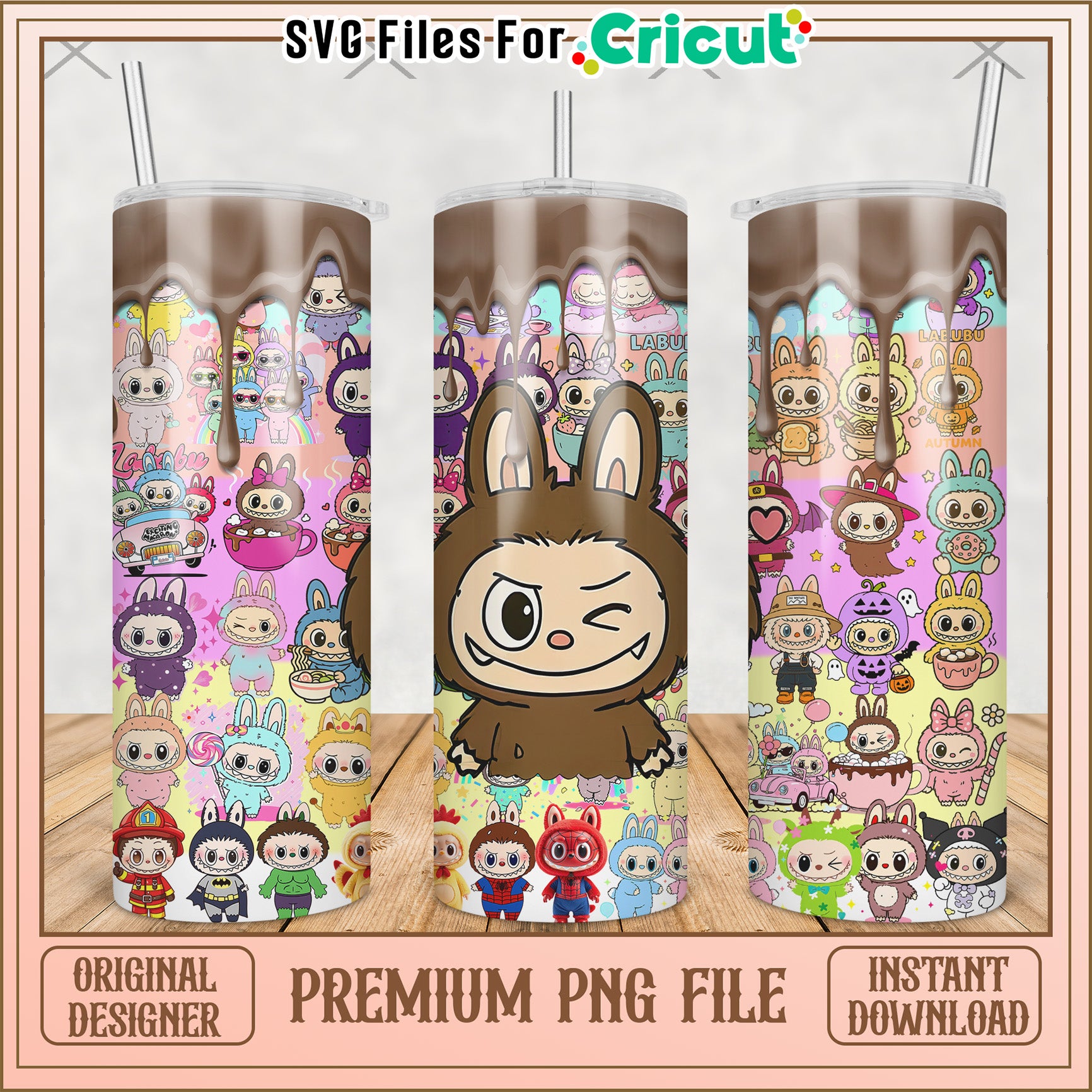 Winkle brown labubu tumbler png, labubu doll png, labubu toys png