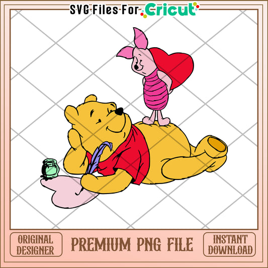 Winnie Pooh Piglet Valentines PNG