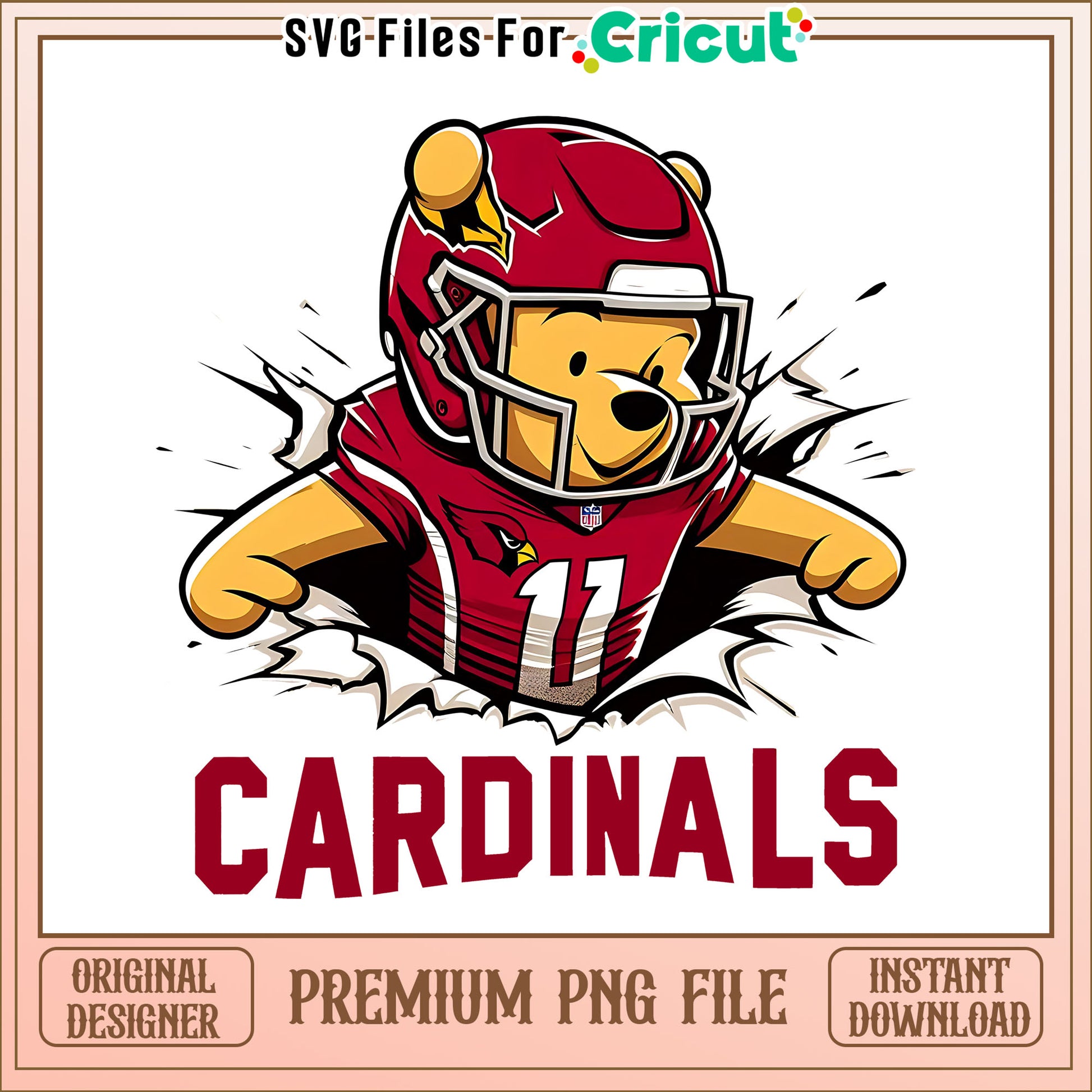 Winnie The Pooh Cardinals png, Arizona Cardinals png, NFL png