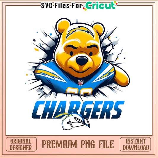 Winnie The Pooh Chargers png, Los Angeles Chargers png, NFL png