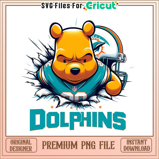 Winnie The Pooh Dolphins png, Miami Dolphins png, NFL png