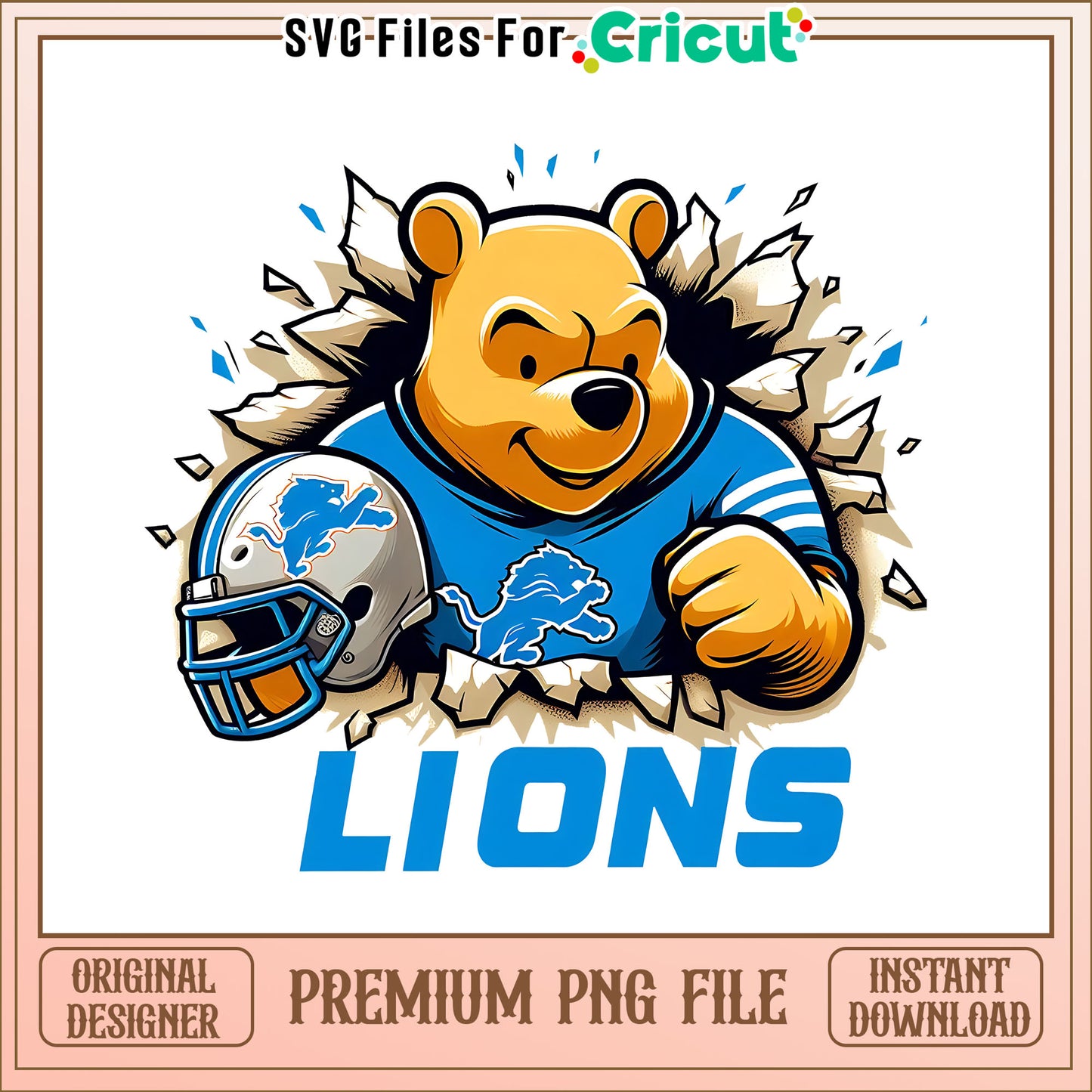 Winnie The Pooh Lions png, Detroit Lions png, NFL png