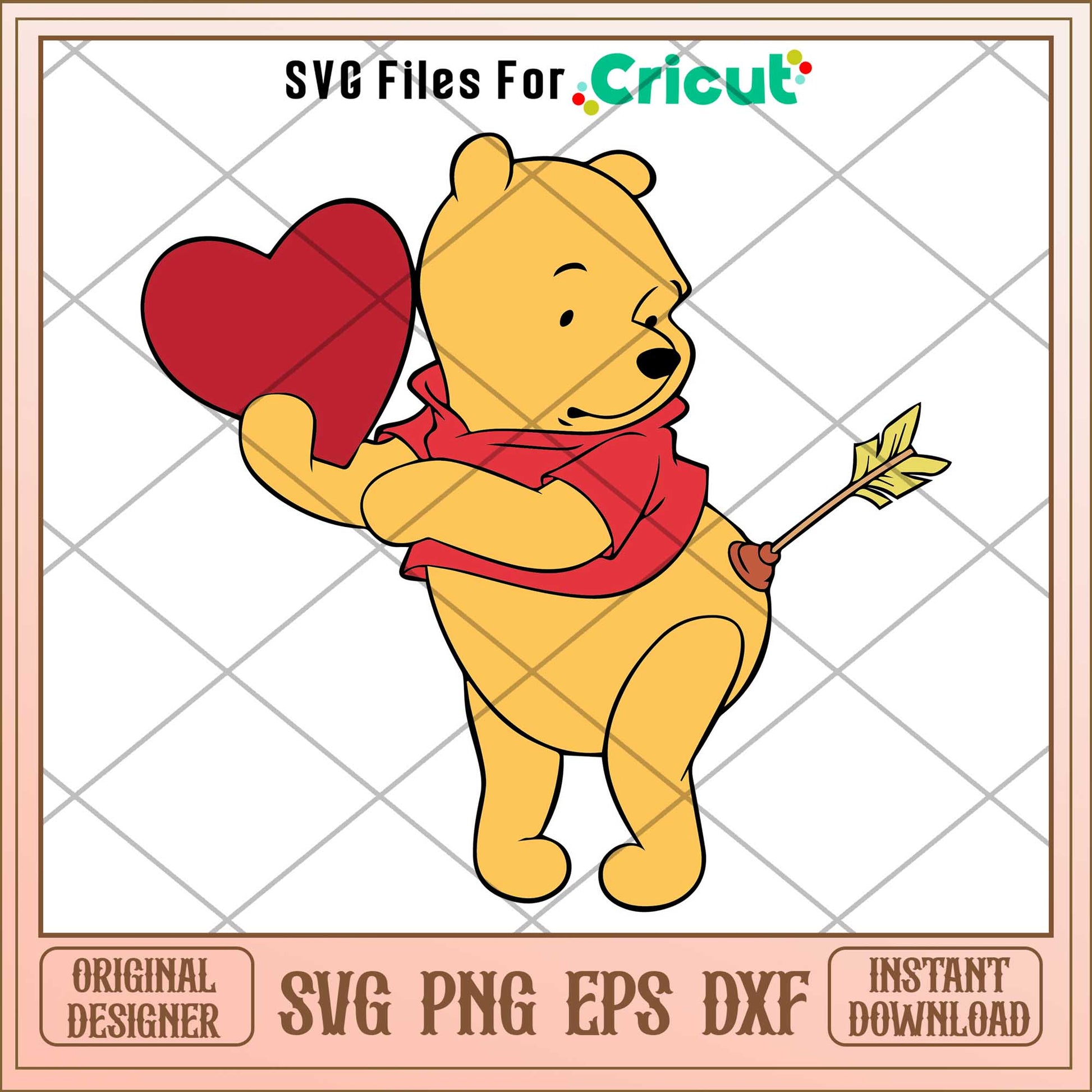 Winnie The Pooh Valentine's Day svg, Winnie the pooh character svg, Digital Download