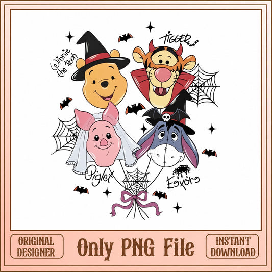 Winnie The Pooh Halloween SVG, Disney Characters, PNG Bundle